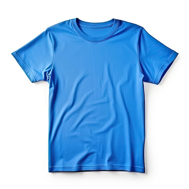 Sauberes blaues T-Shirt-Mockup, isoliert auf weißem Hintergrund für Ihre Designs
