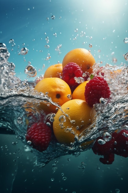Sauberes, gesundes grünes Fruchtwasser, Vitaminhintergrund, Tropfen, Erdbeerlebensmittel, frische generative KI
