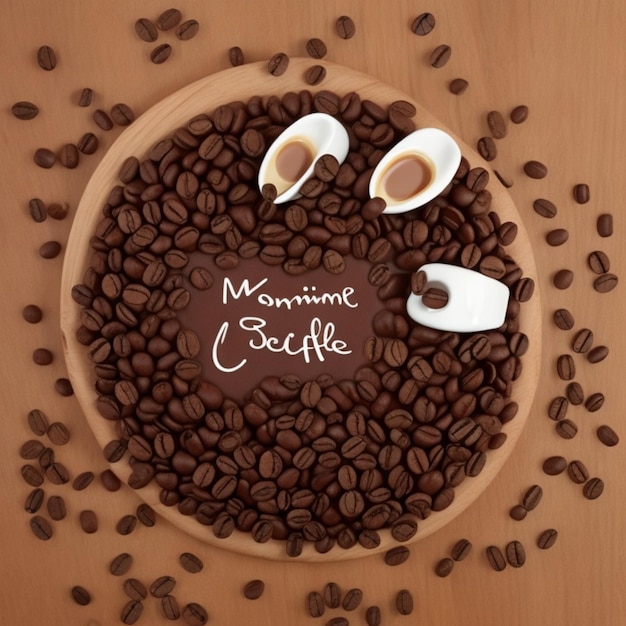 saudação de maquete com café