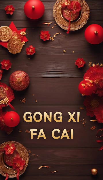 Foto saudações de ano novo chinês gong xi fa cai