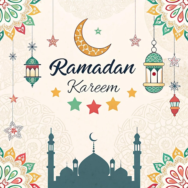 saudações islâmicas ramadan kareem cartão de celebração fundo