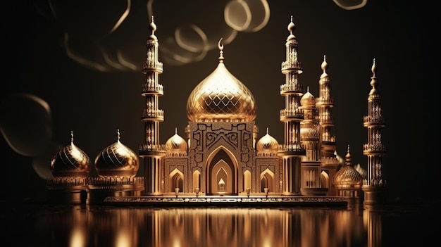 Saudações islâmicas ramadan kareem fundo com ouro lindo