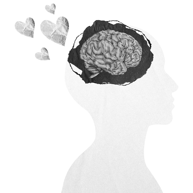 Saúde mental adesivo png cérebro preto fundo transparente