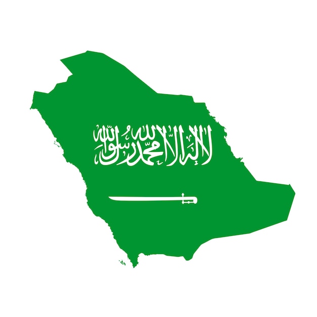 Saudi-Arabien Flagge Karte Länderumriss mit Nationalflagge