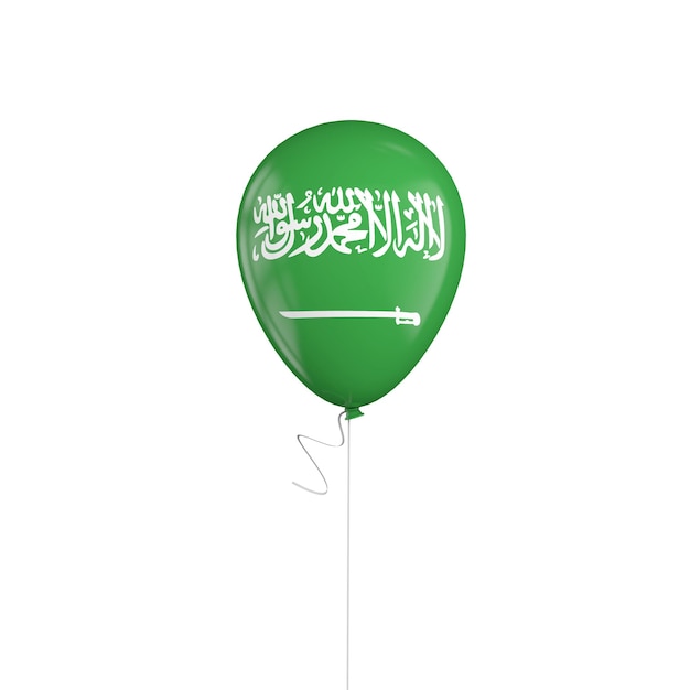 Saudi-Arabien-Flaggenballon an einer Schnur 3D-Rendering