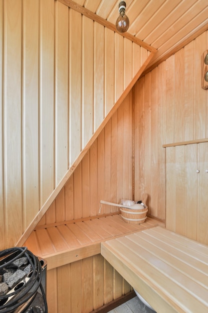 Sauna doméstica de madeira