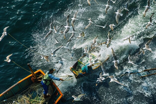 Foto saunter ao longo das margens costeiras onde os pescadores ca generativo ai