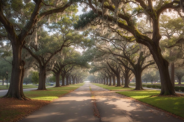 Savannah, Georgia, Estados Unidos, camino bordeado de árboles