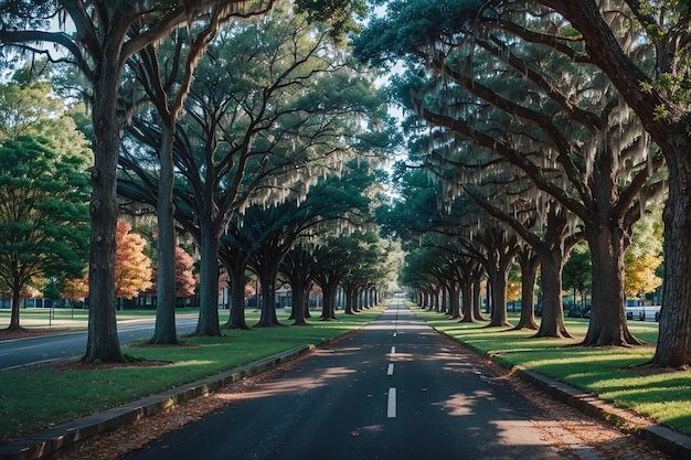 Savannah, Georgia, Estados Unidos, camino bordeado de árboles