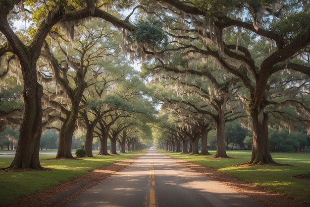 Savannah, Geórgia, EUA, caminho alinhado por árvores.