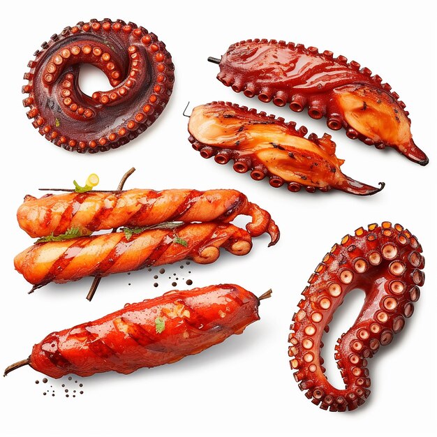 Savory Delights Gegrilltes Oktopus-Tentakel-Set, ultradetailliert, mehrere Winkel