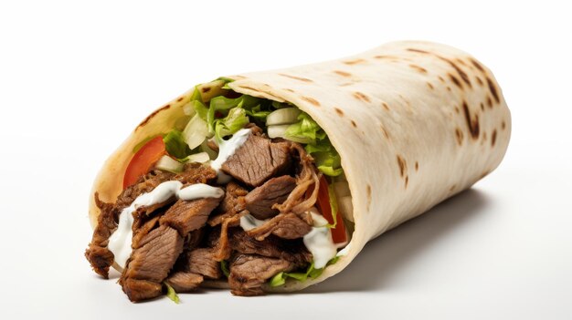 Savory Shawarma envuelto en un fondo blanco