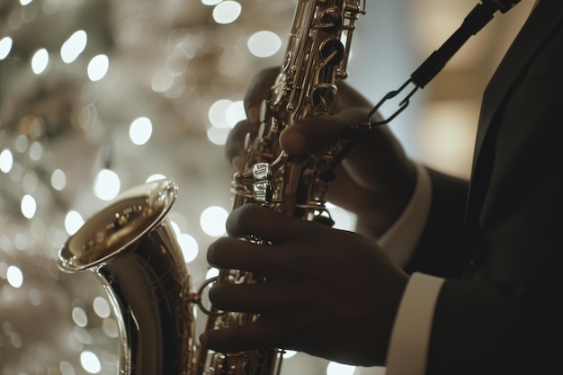 Saxofonista tocando jazz en una cita o evento romántico