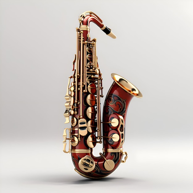 Saxophon auf weißem Hintergrund 3D-Rendering-Illustration