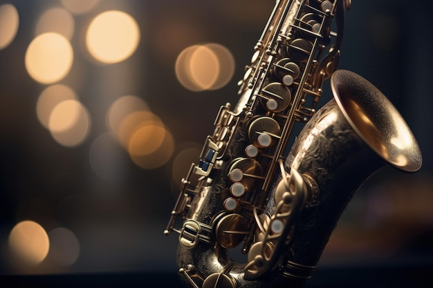 Saxophon Illustration Musikkonzept Bokeh Hintergrund Generative KI