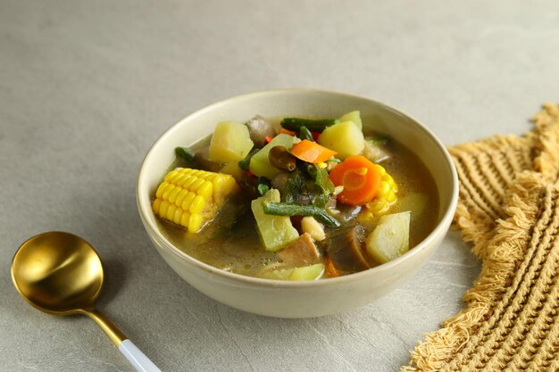 Sayur Lodeh o sopa de verduras sin leche de coco, deliciosa comida tradicional indonesia