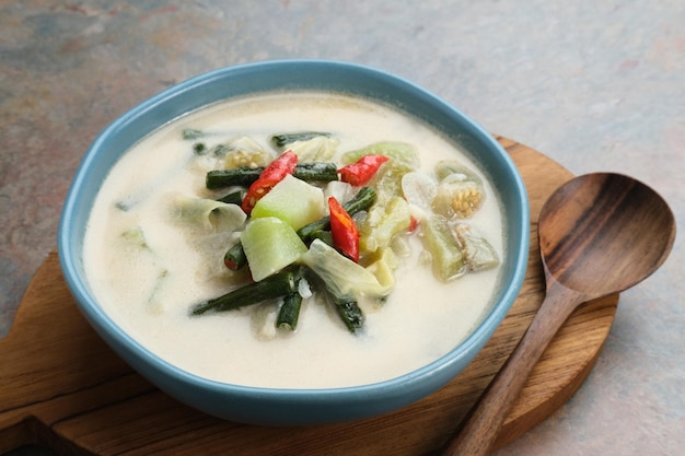 Sayur Lodeh oder Gemüsesuppe mit Kokosmilch, köstlich nach traditioneller indonesischer Küche