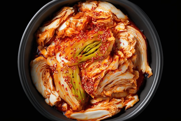 Se sazona el gimjang kimchi, un tipo de pogikimchi coreano elaborado con cabezas llenas de col de Napa.