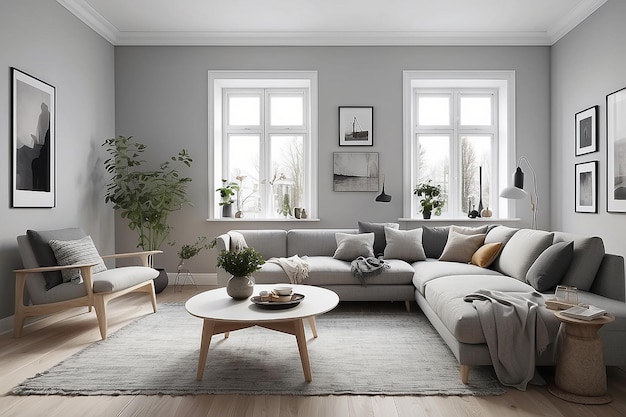 Scandinavian Serenity Capture a essência do design nórdico em uma sala de estar