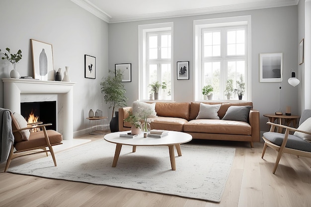 Scandinavian Serenity Capture a essência do design nórdico em uma sala de estar