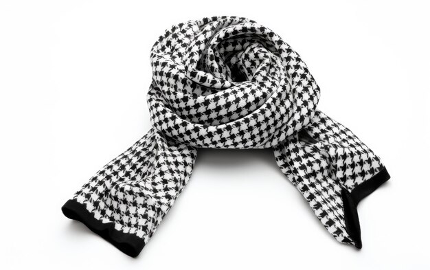 Scarf de Houndstooth com pontos pretos isolado em fundo branco