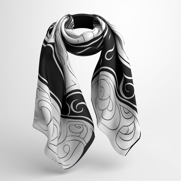 Scarf estilo de arte preto e branco fundo branco