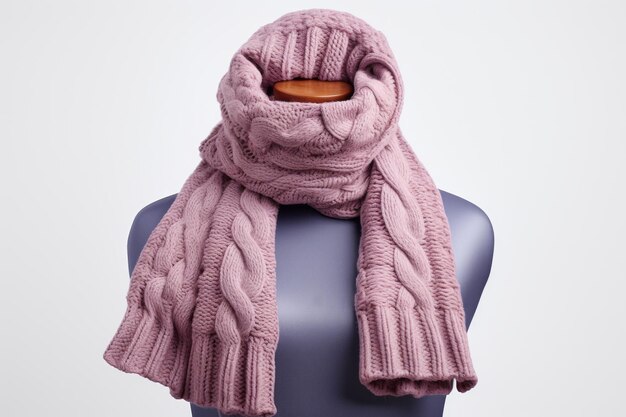 Foto scarf rosa elegantemente adornado envolve a cabeça do manequim em fundo transparente branco ou png