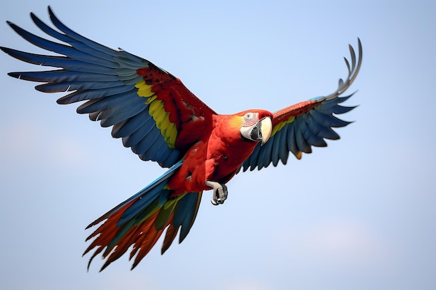 Scarlet Macaw fliegt in 8K Octane Generative Ai