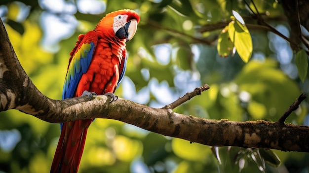 Scarlet Macaw in den Bäumen