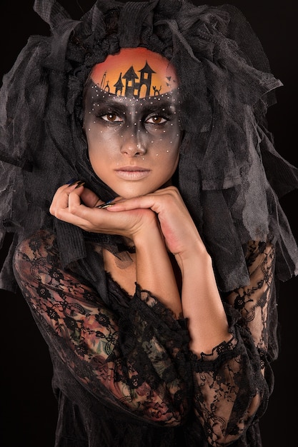 Scary Halloween Braut mit Konzept Scary Make-up