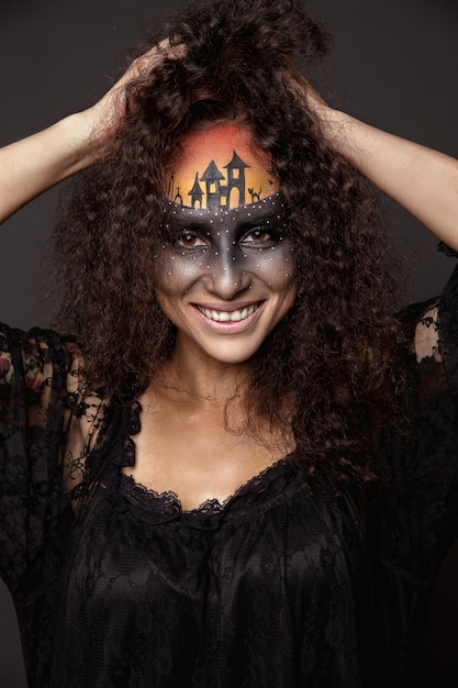 Foto scary halloween braut mit konzept scary make-up