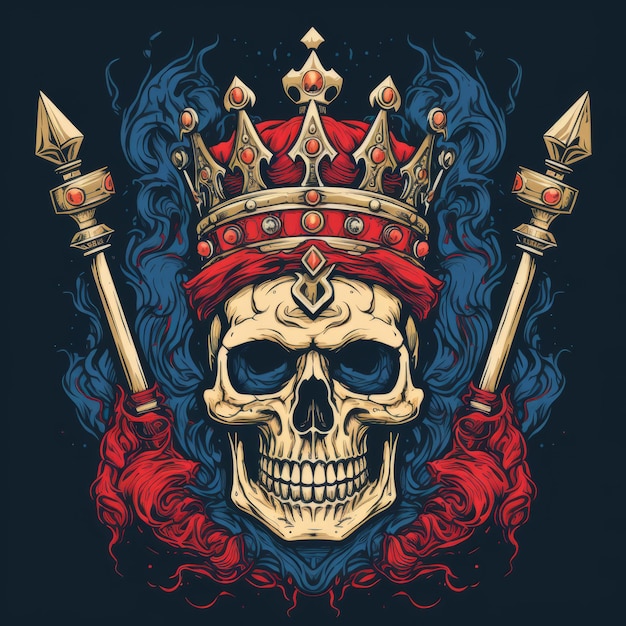 Scary Pen Wearing Crown Vector Illustration T-Shirt Design (Schreckliches Stift mit Krone)
