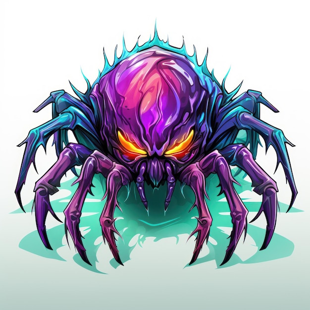 Scary Witch Spider Clipart in leuchtenden Farben, generiert von KI