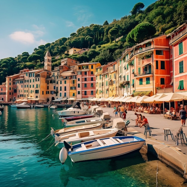 Foto scenic marina bay portofino village panorama ai