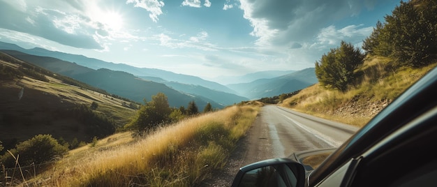 Scenic mountain drive vista da janela do carro