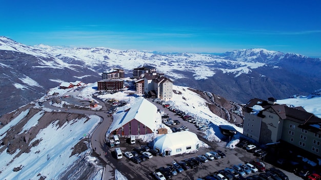 Foto scenic nevado valley ski resort nas montanhas dos andes santiago chile