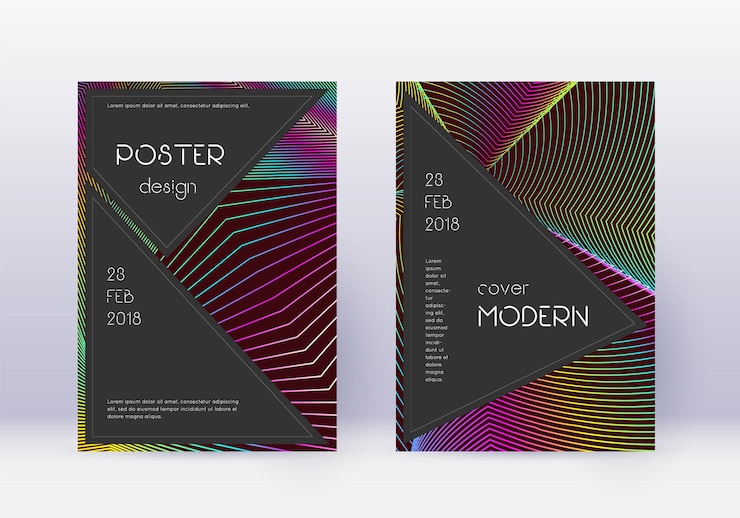 Foto schablonset für schwarzes cover-design rainbow abstract