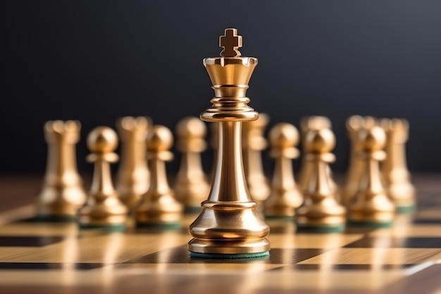 Schachbrett mit Geschäftsstrategie, Taktik und Wettbewerb eines Schachspiels. Geschäft und Führung