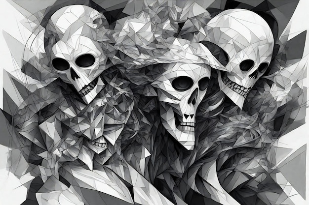Schädel auf abstraktem polygonalen Hintergrund Digitale Illustration