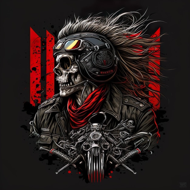 Schädel-Kopf-Biker-Illustration