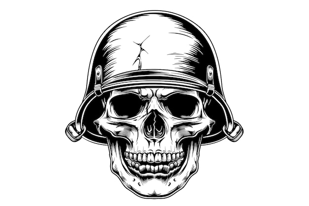 Schädel mit einem zerrissenen Helm