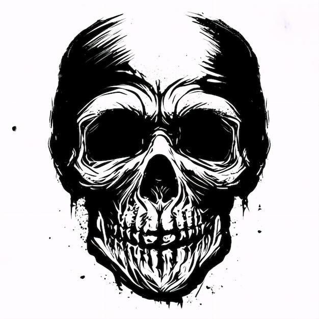 Schädel schwarz-weiße Illustration Hintergrund KI generiert