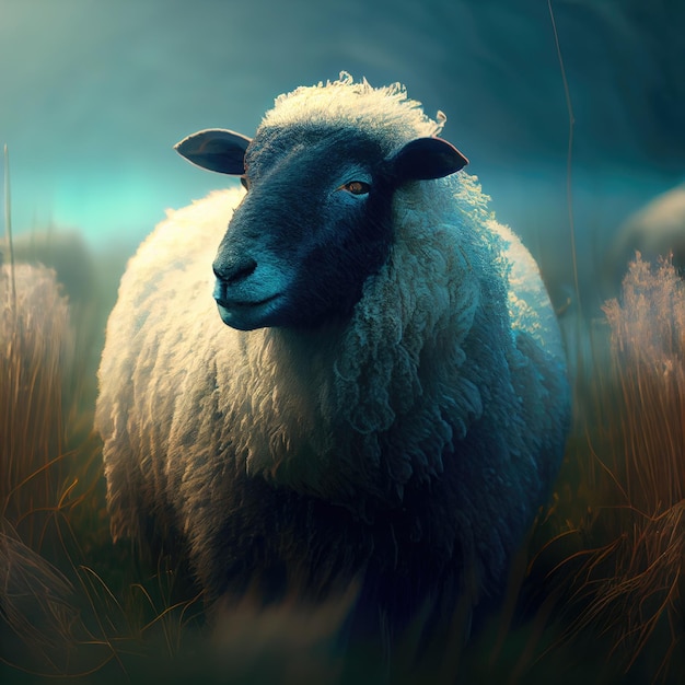 Schafe auf einer grünen Wiese Generative KI