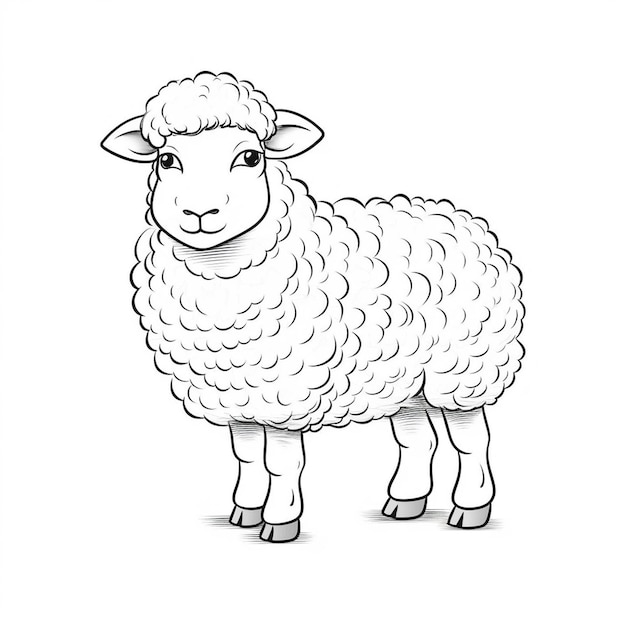 Schafe-Illustrationen skizzieren Tiere flache Malbücher Kawaii-Linienkunst