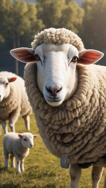 Schafe und Bitcoin 3D-Illustration