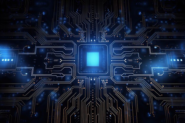 Schaltplatten-Hintergrund mit abstrakter Technologie Chip-Prozessor Zentralcomputer-Prozessoren CPU-Konzept Motherboard digitaler Chip Technologie-Wissenschafts-Huntergrund