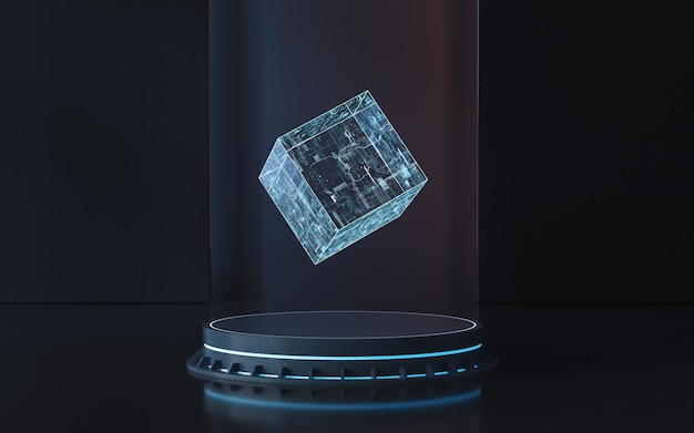 Schaltungswürfel schweben in der Luft 3D-Rendering