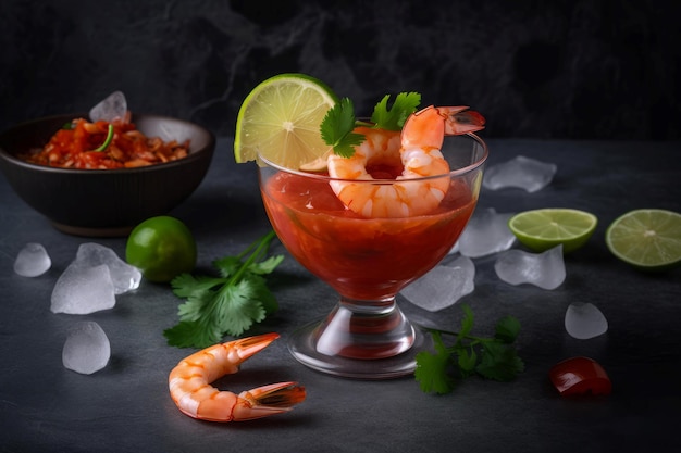 Scharfe Garnelen-Vorspeise, mexikanischer Cocktail, leckere Zitrus-Portion-Diät zubereiten, Ai erzeugen