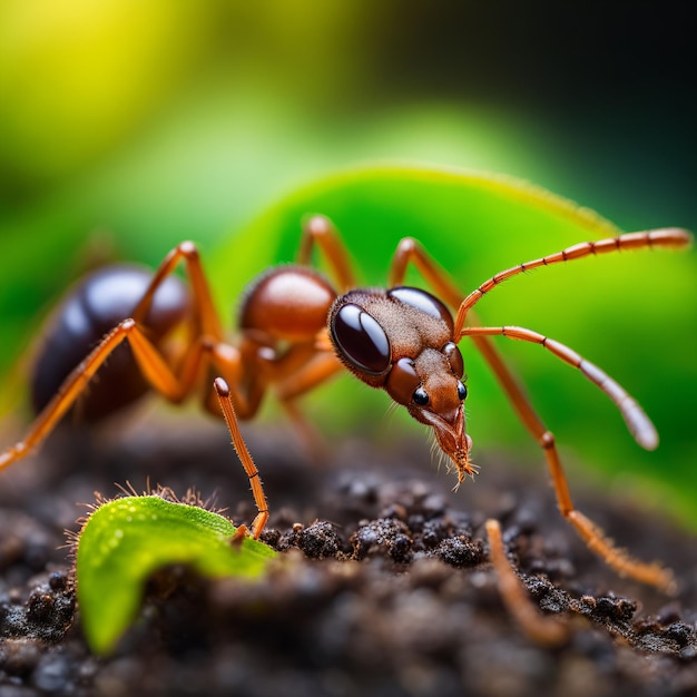 Scharfer Fokus auf die komplizierten Details der Ameisen