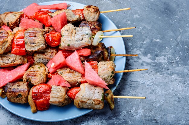 Schaschlik mit Wassermelone